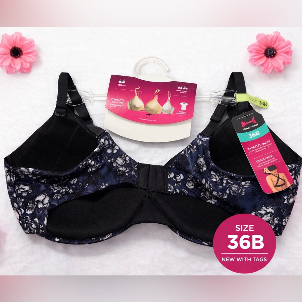 Maidenform 36B T-Shirt Bra | Cushion Wire | Floral | Convertible | NWT - Picture 2 of 2